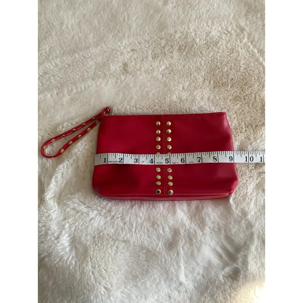 Elizabeth Arden Makeup Bag/ Carrying Case Red Gold Studs‎ Wristlet Bag